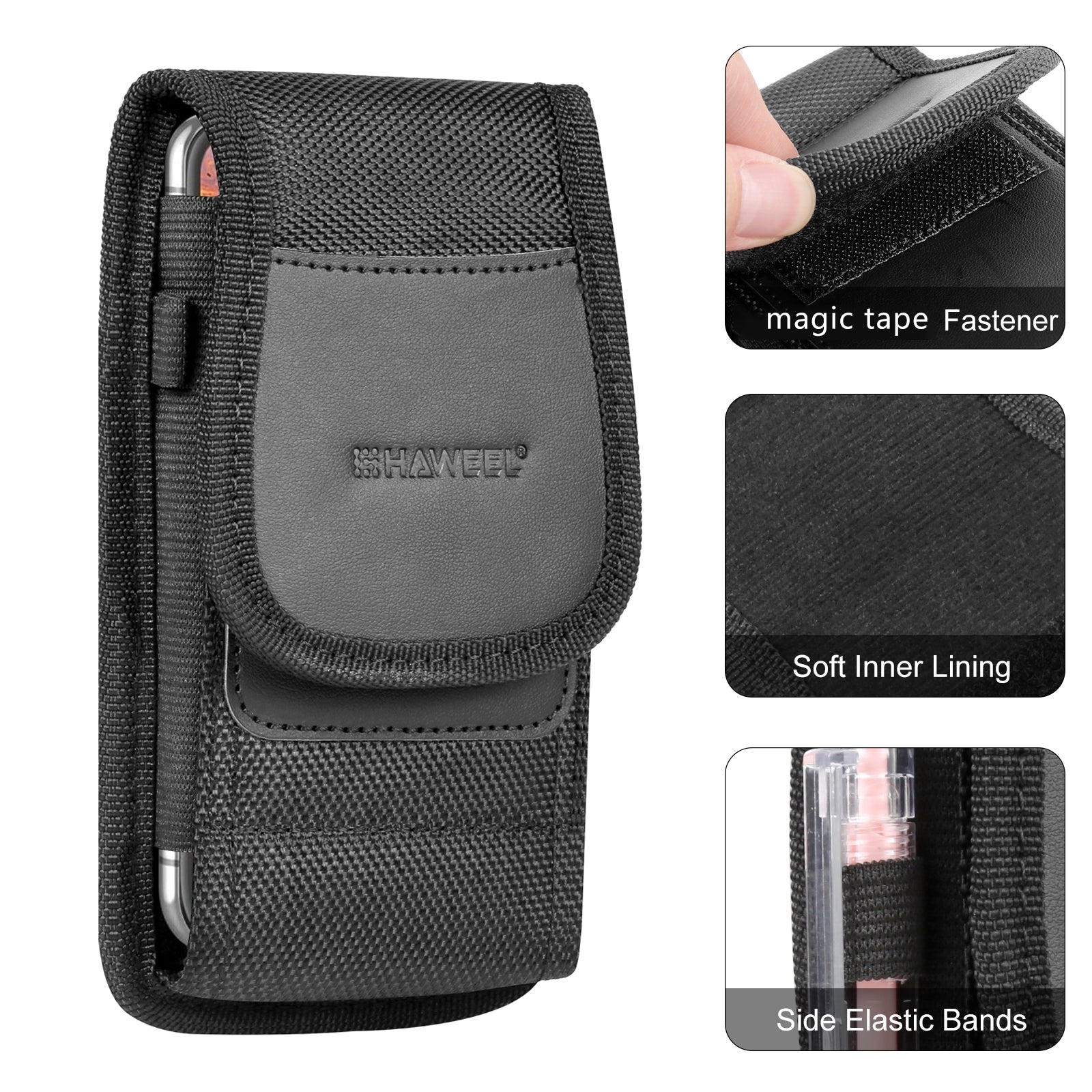 HAWEEL HWL2173B Men Nylon 6.1-6.8inch Phone Storage Vertical Pouch Waist Belt Backpack Strap Hanging Bag HAWEEL HWL2173B Men Nylon 6.1-6.8inch Phone Storage Vertical Pouch Waist Belt Backpack Strap Hanging Bag